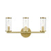 Alora - WV309033NBCG - Three Light Bathroom Fixture - Revolve - Clear Glass/Natural Brass