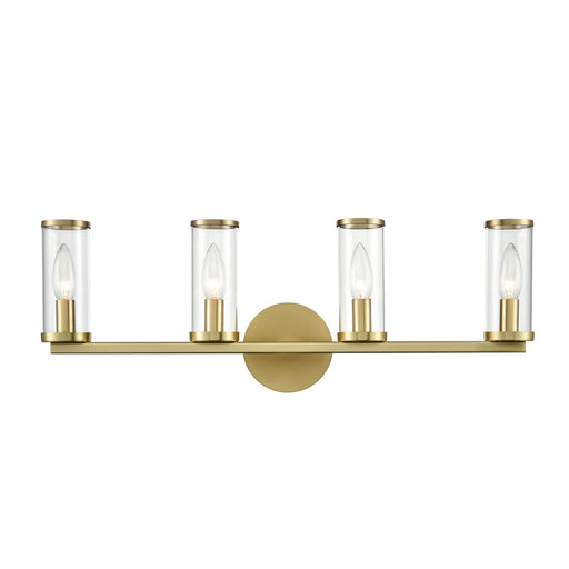 Alora - WV309044NBCG - Four Light Bathroom Fixture - Revolve - Clear Glass/Natural Brass