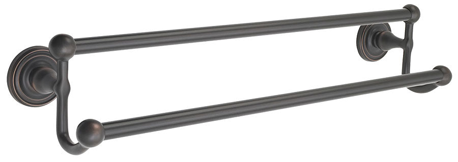 Emtek Traditional Brass Double Towel Bar 30", Regular Rosette