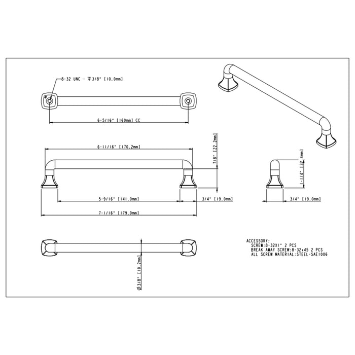 Jeffrey Alexander Griffin 160 mm Center-to-Center Bar Pull