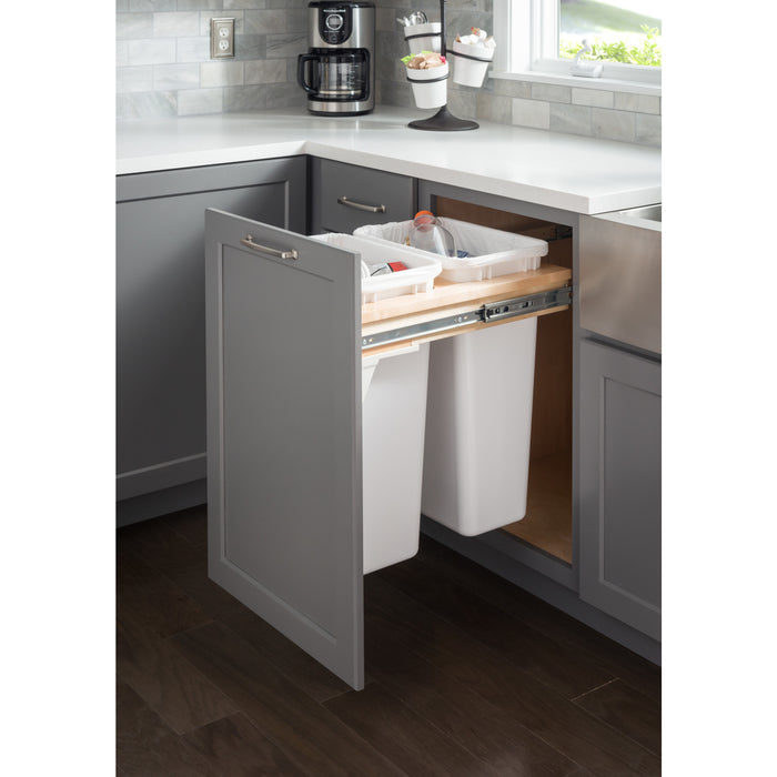 Hardware Resources Double Can Wood Top-Mount Trashcan Pullout for 18" Opening