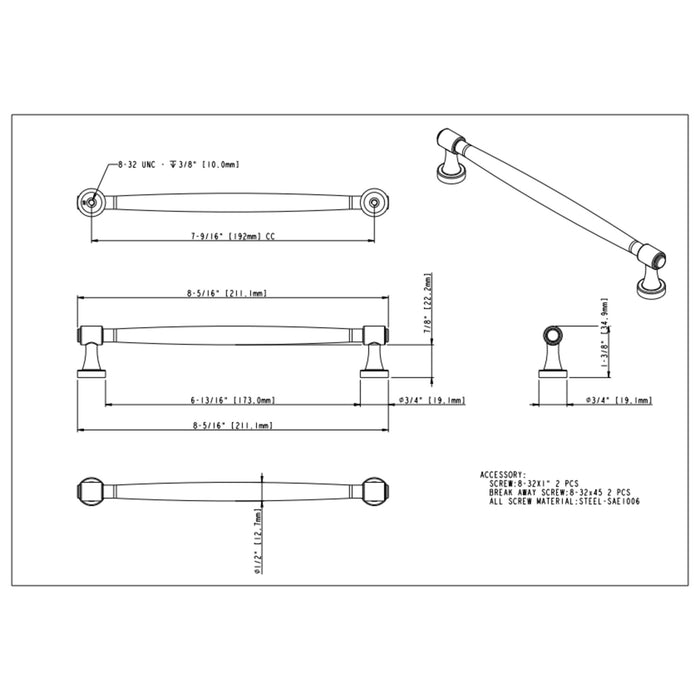 Jeffrey Alexander Jules 192 mm Center-to-Center Bar Pull