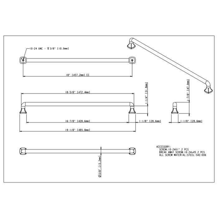 Jeffrey Alexander Griffin 18" Center-to-Center Appliance Pull