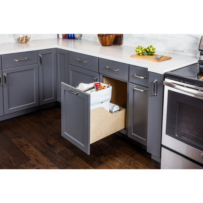 Hardware Resources Single 35 Quart Wood Bottom-Mount Soft-close Trashcan Rollout for Door Mounting, Includes One White Can