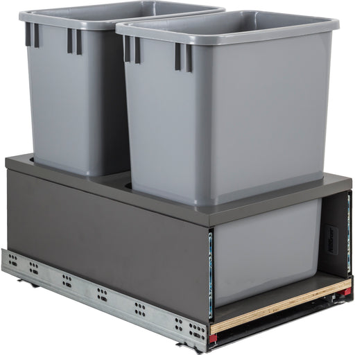 Hardware Resources Double 35 Quart Metal Drawer Box Soft-close Trashcan Pullout