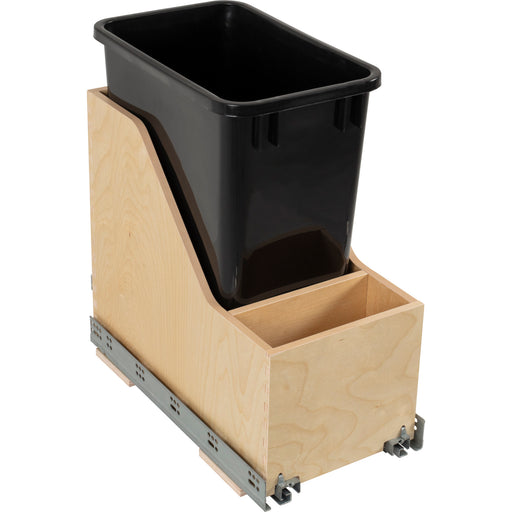 Hardware Resources Single 35 Quart Wood Bottom-Mount Soft-close Vanity Trashcan Rollout for Door Mounting, Includes One Black Can