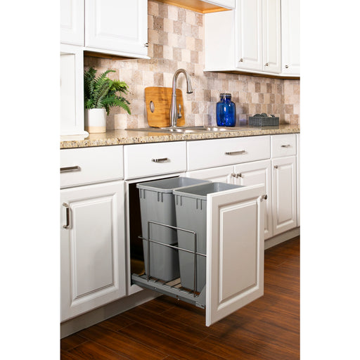 Hardware Resources 35qt Wire Double Trashcan Pullout with Soft-close Slides