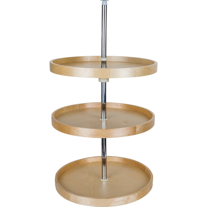 Hardware Resources 20" Round Three-Shelf Banded Wood Lazy Susan Set