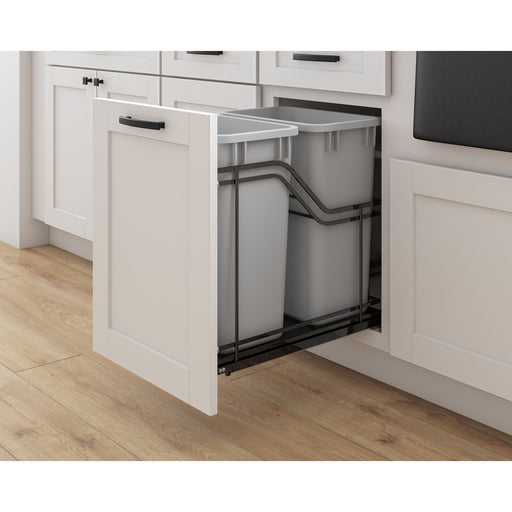 Hardware Resources Double 35 Quart Black Nickel STORAGE WITH STYLE® Metal Soft-close Trashcan Pullout