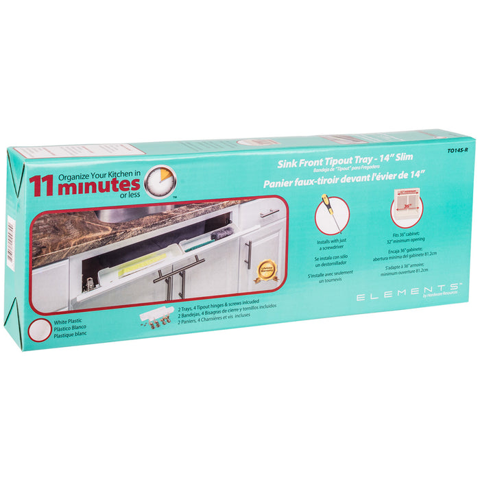 Hardware Resources 14-13/16" Slim Depth Plastic Tip-Out Tray Kit for Sink Front