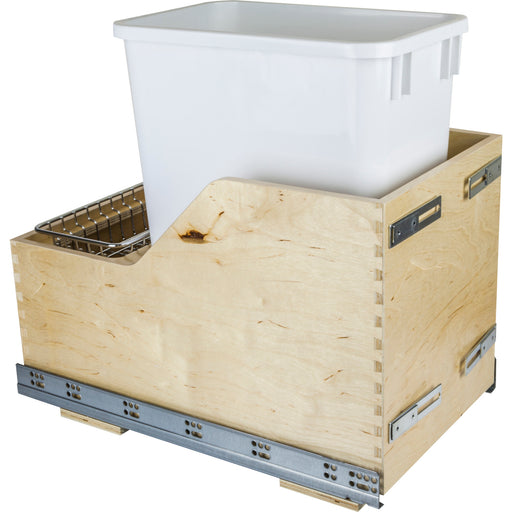 Hardware Resources Single 35 Quart Wood Bottom-Mount Soft-close Trashcan Rollout for Door Mounting, Includes One White Can
