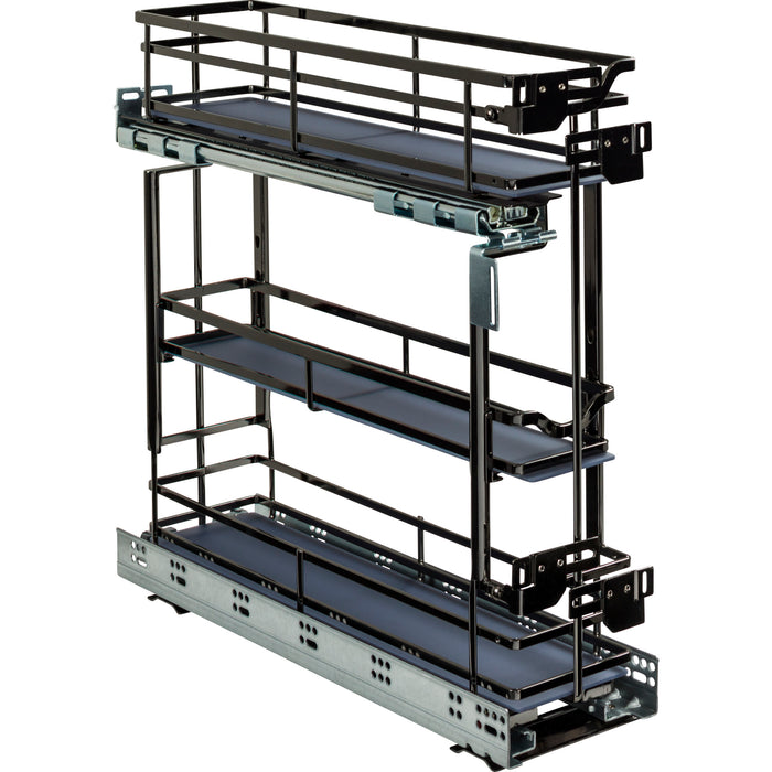 Hardware Resources 5" Black Nickel STORAGE WITH STYLE® Metal "No Wiggle" Under Drawer Soft-close Base Pullout