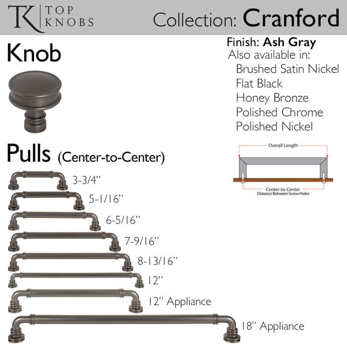Top Knobs Cranford 8 13/16" Center to Center Bar Pull