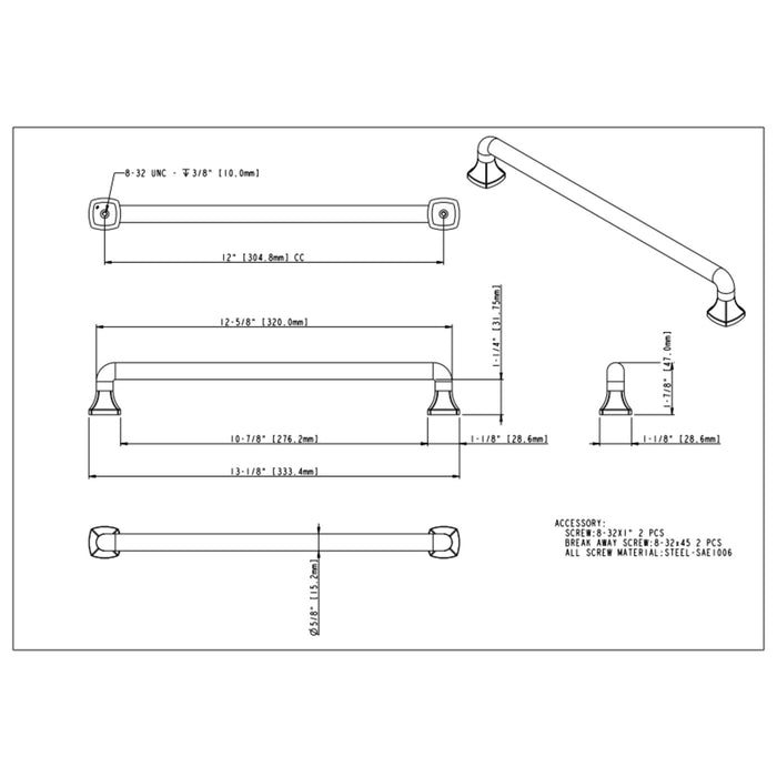 Jeffrey Alexander Griffin 12" Center-to-Center Appliance Pull
