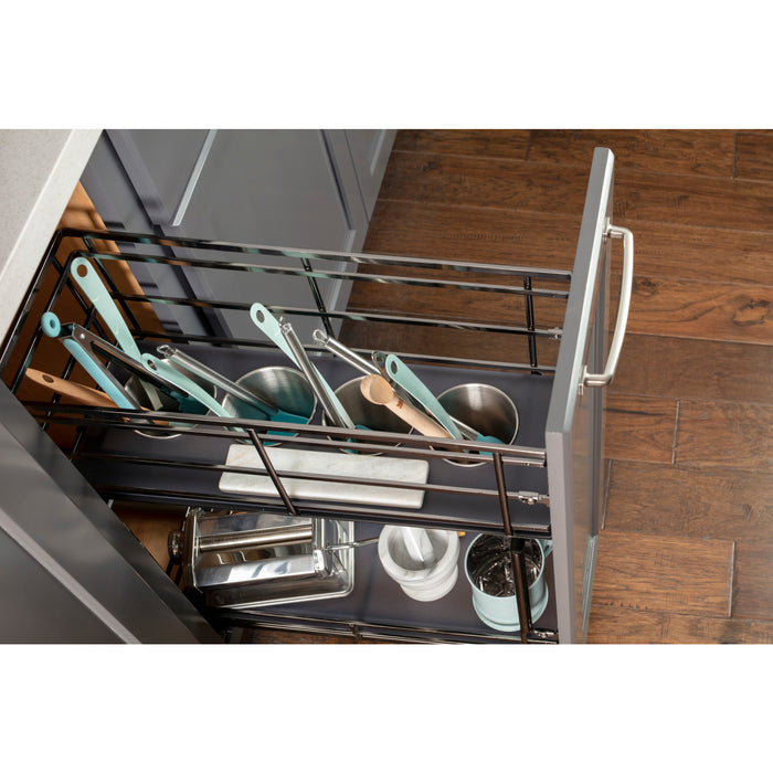 Hardware Resources 8" Polished Chrome STORAGE WITH STYLE® Metal "No Wiggle" Soft-close Utensil Base Pullout