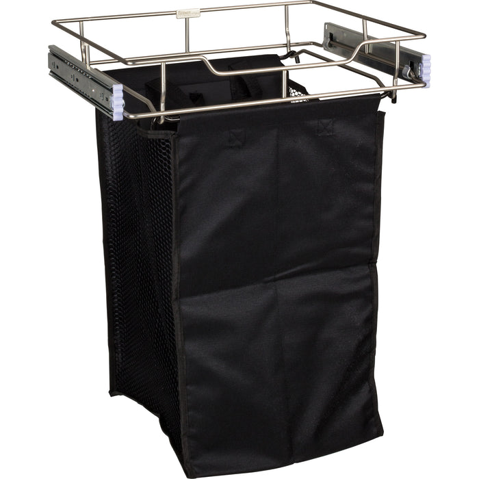 Hardware Resources Chrome 14" Deep Pullout Canvas Hamper with Removable Laundry Bag