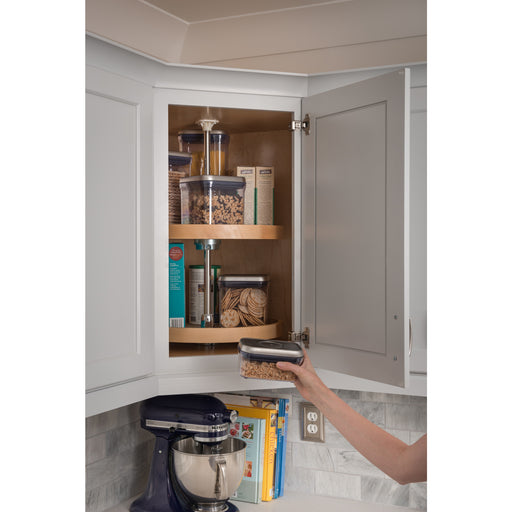 Hardware Resources 18" Round Three-Shelf Wood Lazy Susan Set