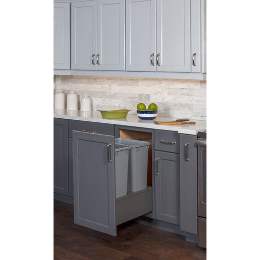 Hardware Resources Double 50 Quart Metal Drawer Box Soft-close Trashcan Pullout