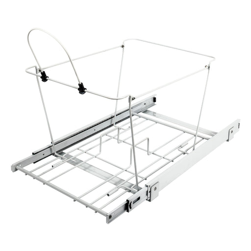Hardware Resources Double 50 Quart White Wire Bottom-Mount Trashcan Pullout