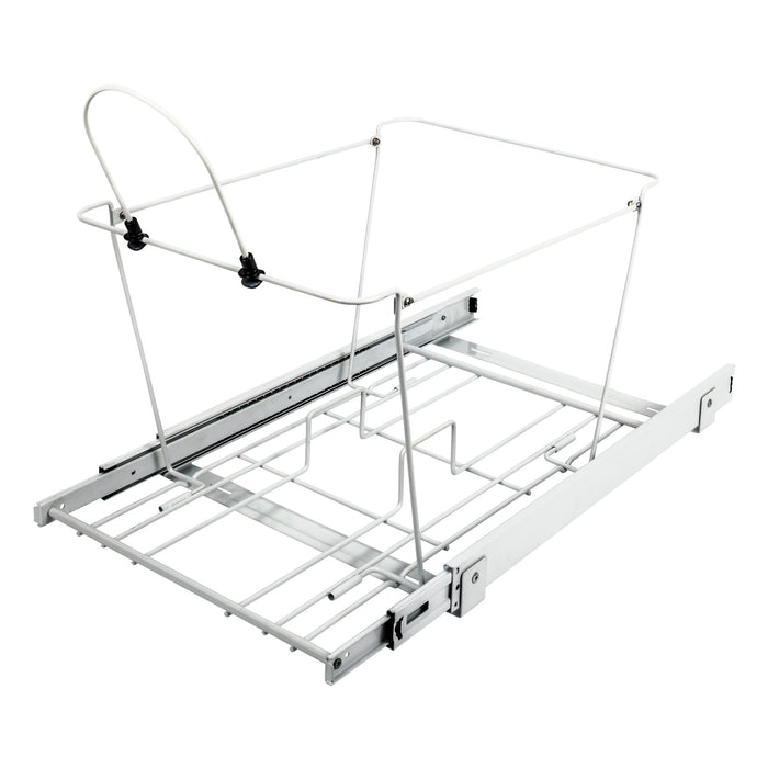 Hardware Resources Double 50 Quart White Wire Bottom-Mount Trashcan Pullout