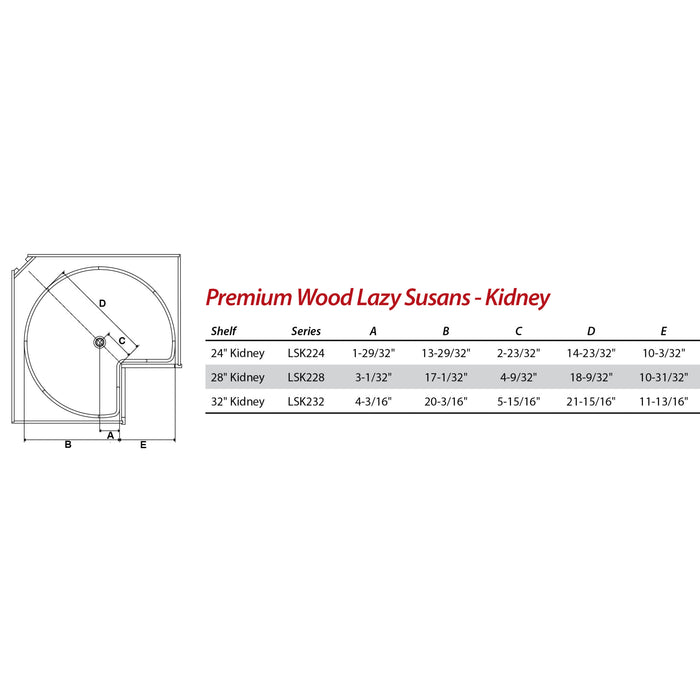 Hardware Resources 32" Kidney Two-Shelf Wood Lazy Susan Set