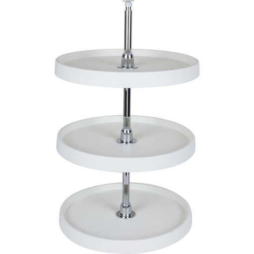 Hardware Resources 18" Round Three-Shelf Plastic Lazy Susan Set with Chrome Hubs