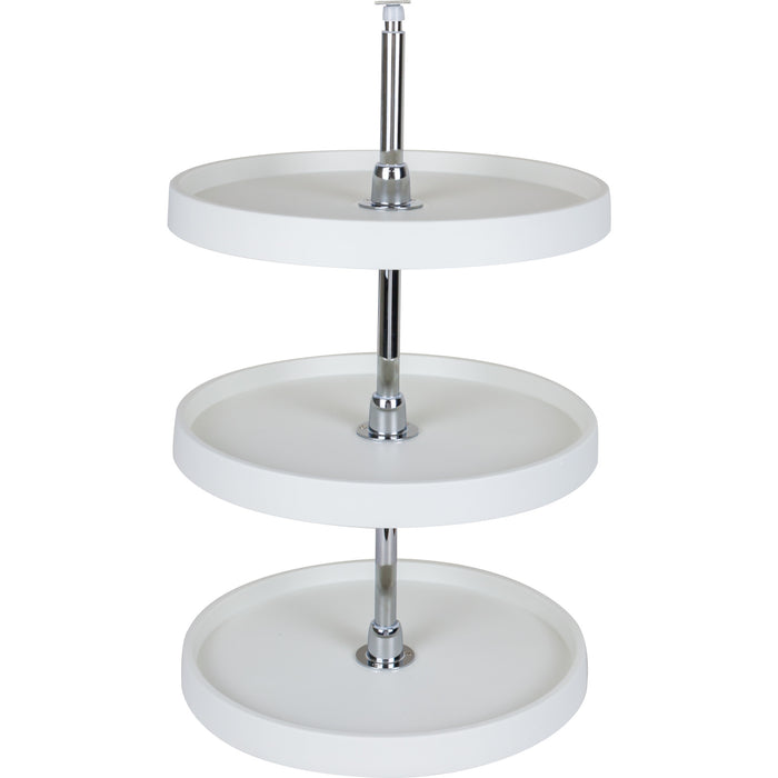Hardware Resources 18" Round Three-Shelf Plastic Lazy Susan Set with Chrome Hubs