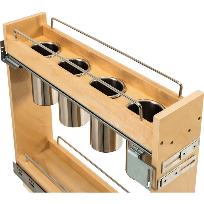 Hardware Resources 5" "No Wiggle" Utensil Bin Soft-close Base Cabinet Pullout