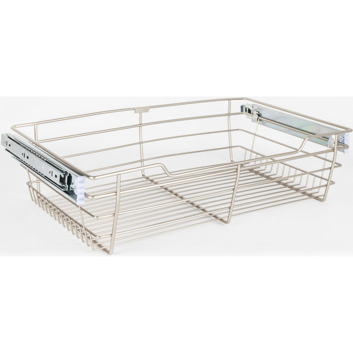 Hardware Resources Satin Nickel Closet Pullout Basket with Slides 16"D x 17"W x 6"H