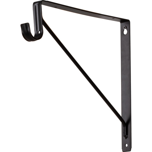 Hardware Resources Matte Black Shelf Bracket with Rod Support for 1-5/16" Round Closet Rods