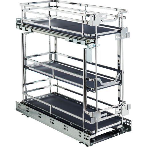 Hardware Resources 8" Polished Chrome STORAGE WITH STYLE® Metal "No Wiggle" Under Drawer Soft-close Base Pullout