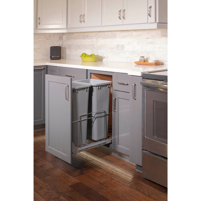 Hardware Resources 50qt Wire Double Trashcan Pullout with Soft-close Slides