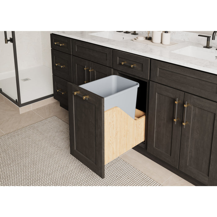 Hardware Resources Pallet of 12 Single 35 Quart Wood Bottom-Mount Soft-close Vanity Trashcan Rollout for Door Mounting, Includes One Grey Can