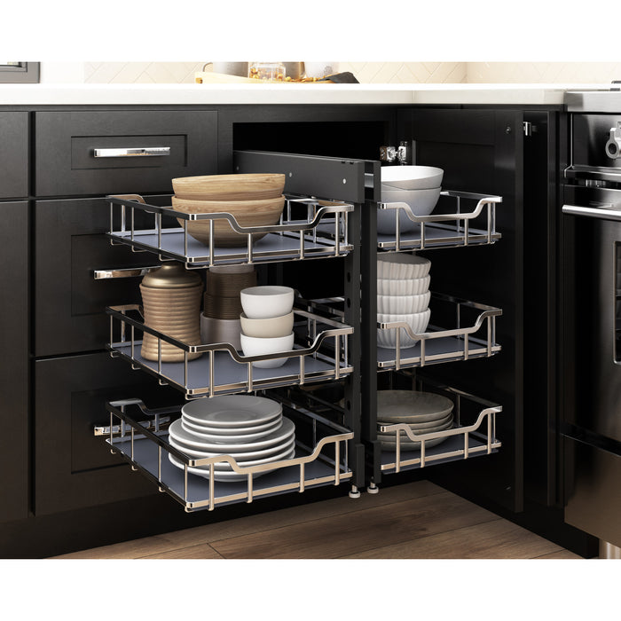 Hardware Resources Extra Polished Chrome Baskets for 15" STORAGE WITH STYLE® Blind Corner Organizer