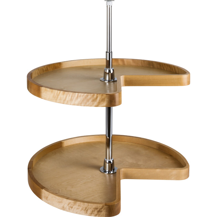Hardware Resources 24" Kidney Two-Shelf Wood Lazy Susan Set