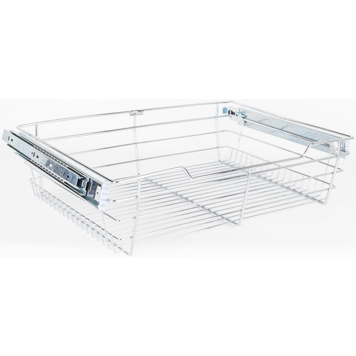 Hardware Resources Chrome Closet Pullout Basket with Slides 16"D x 17"W x 6"H