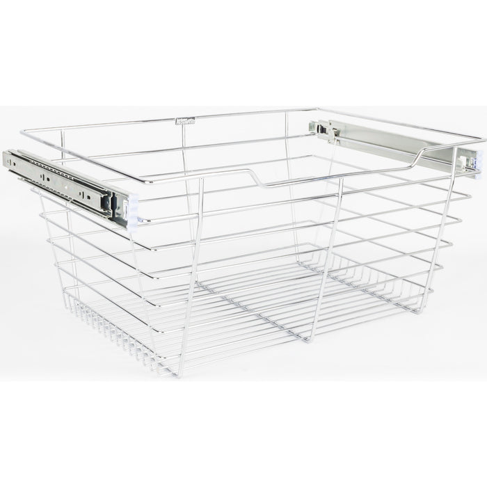 Hardware Resources Chrome Closet Pullout Basket with Slides 14"D x 29"W x 11"H