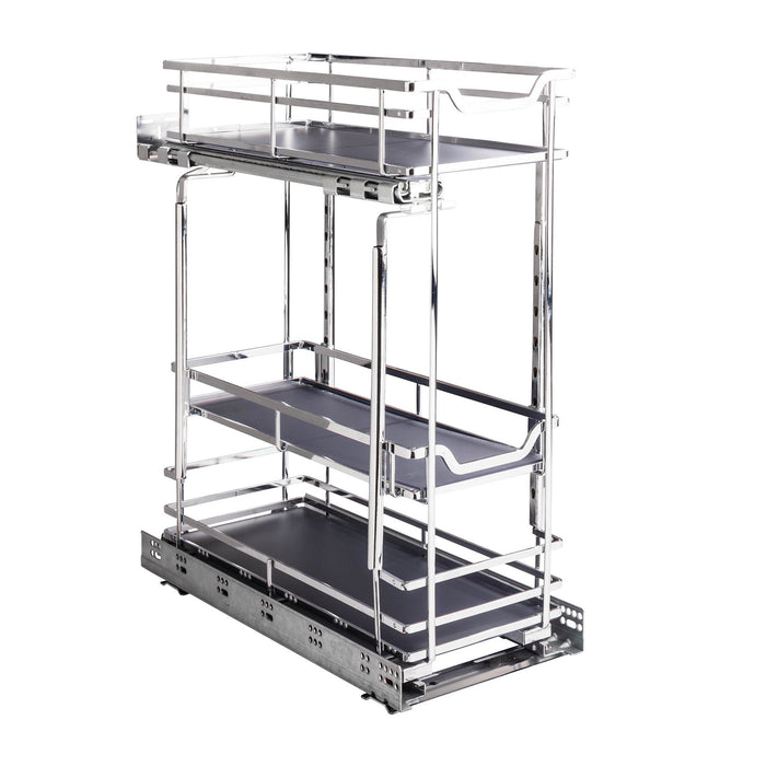 Hardware Resources 8" Polished Chrome STORAGE WITH STYLE® Metal "No Wiggle" Soft-close Base Pullout