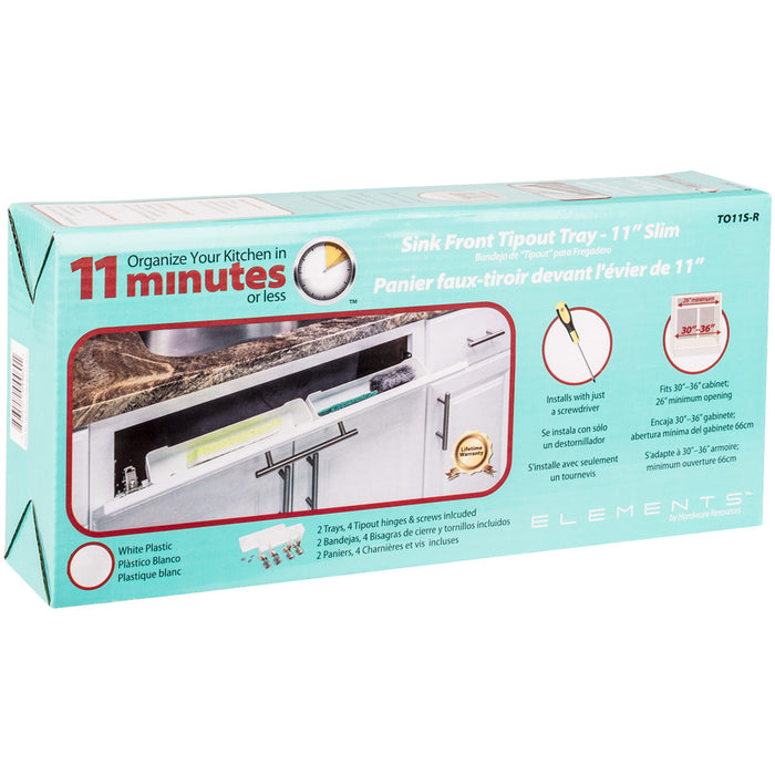 Hardware Resources 11-11/16" Slim Depth Plastic Tip-Out Tray Kit for Sink Front