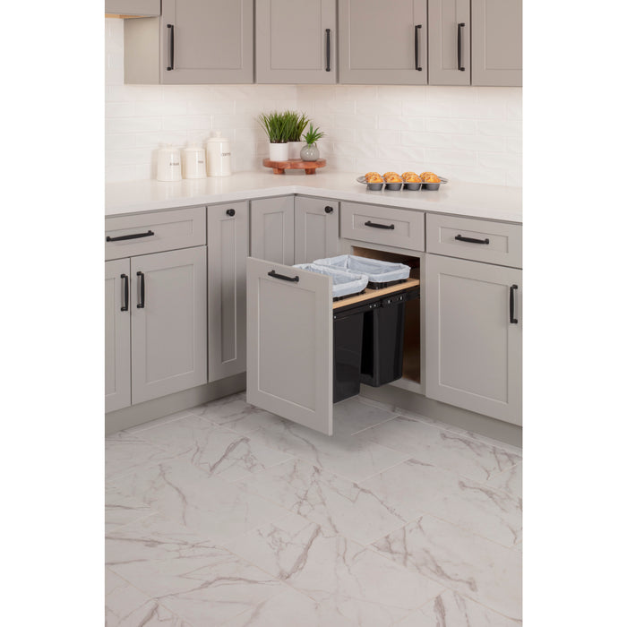 Hardware Resources Double Black 35 Quart Top-Mount Trashcan Pullout for 15" Opening