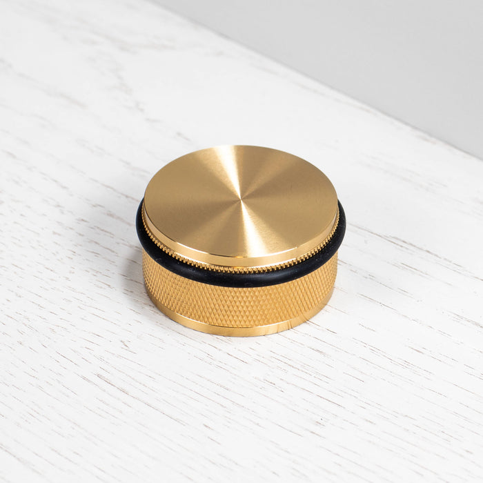 Heavy Duty Black Anodised Metal Door Stop with Diamond-Cut Knurling and Rubber Buffer - BUSTER + PUNCH