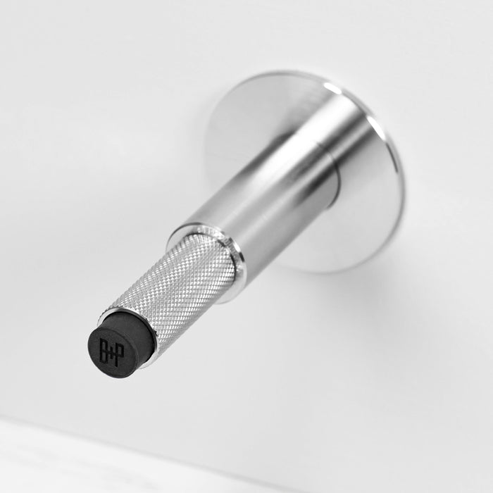 Stylish Wall-Mounted Door Stop with Diamond-Cut Design and Rubber Buffer - B+P
