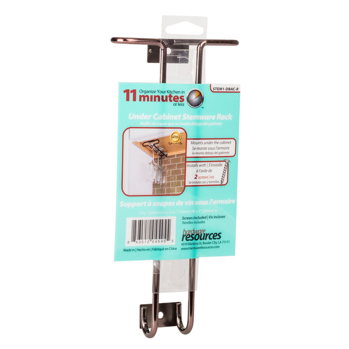 Hardware Resources Brushed Oil Rubbed Bronze Under Cabinet Stemware Rack