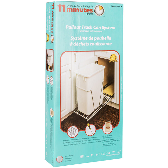 Hardware Resources Polished Chrome Single Can Wire Bottom-Mount Trashcan Pullout