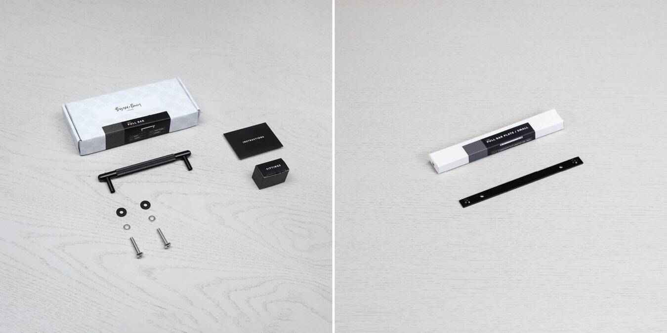 Linear Knurl Black Metal Pull Bar Plate for Cabinets - BUSTER + PUNCH