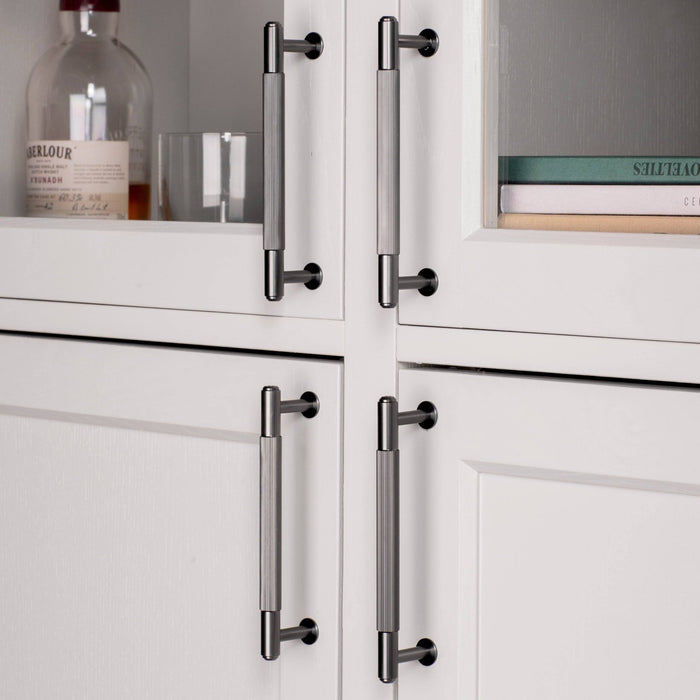 Linear Knurl Black Metal Pull Bar Plate for Cabinets - BUSTER + PUNCH