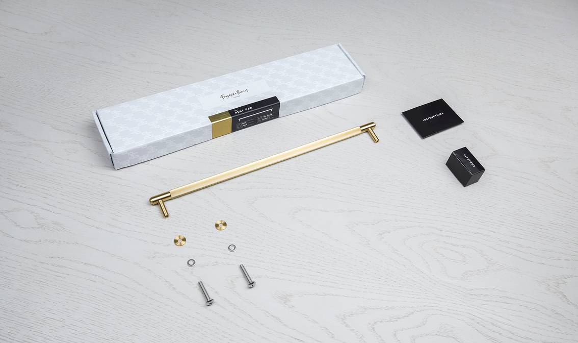 Linear Knurl Black Metal Pull Bar Plate for Cabinets - BUSTER + PUNCH