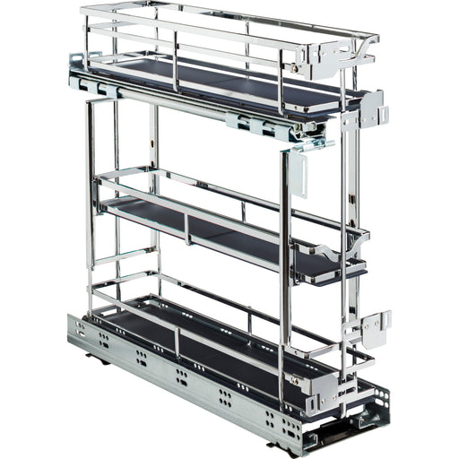 Hardware Resources 5" Polished Chrome STORAGE WITH STYLE® Metal "No Wiggle" Under Drawer Soft-close Base Pullout