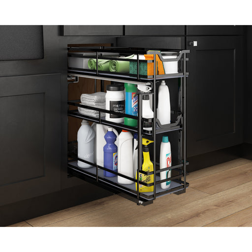 Hardware Resources 8" Black Nickel STORAGE WITH STYLE® Metal "No Wiggle" Under Drawer Soft-close Base Pullout
