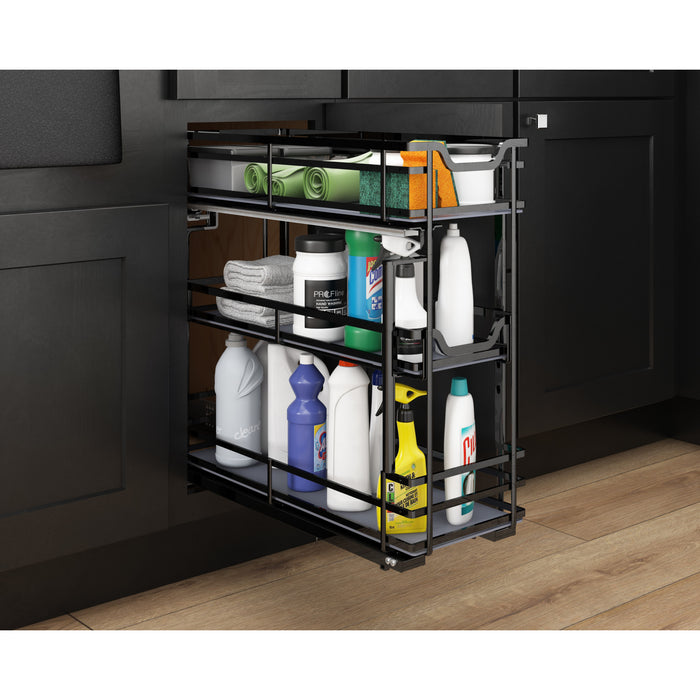 Hardware Resources 8" Black Nickel STORAGE WITH STYLE® Metal "No Wiggle" Under Drawer Soft-close Base Pullout